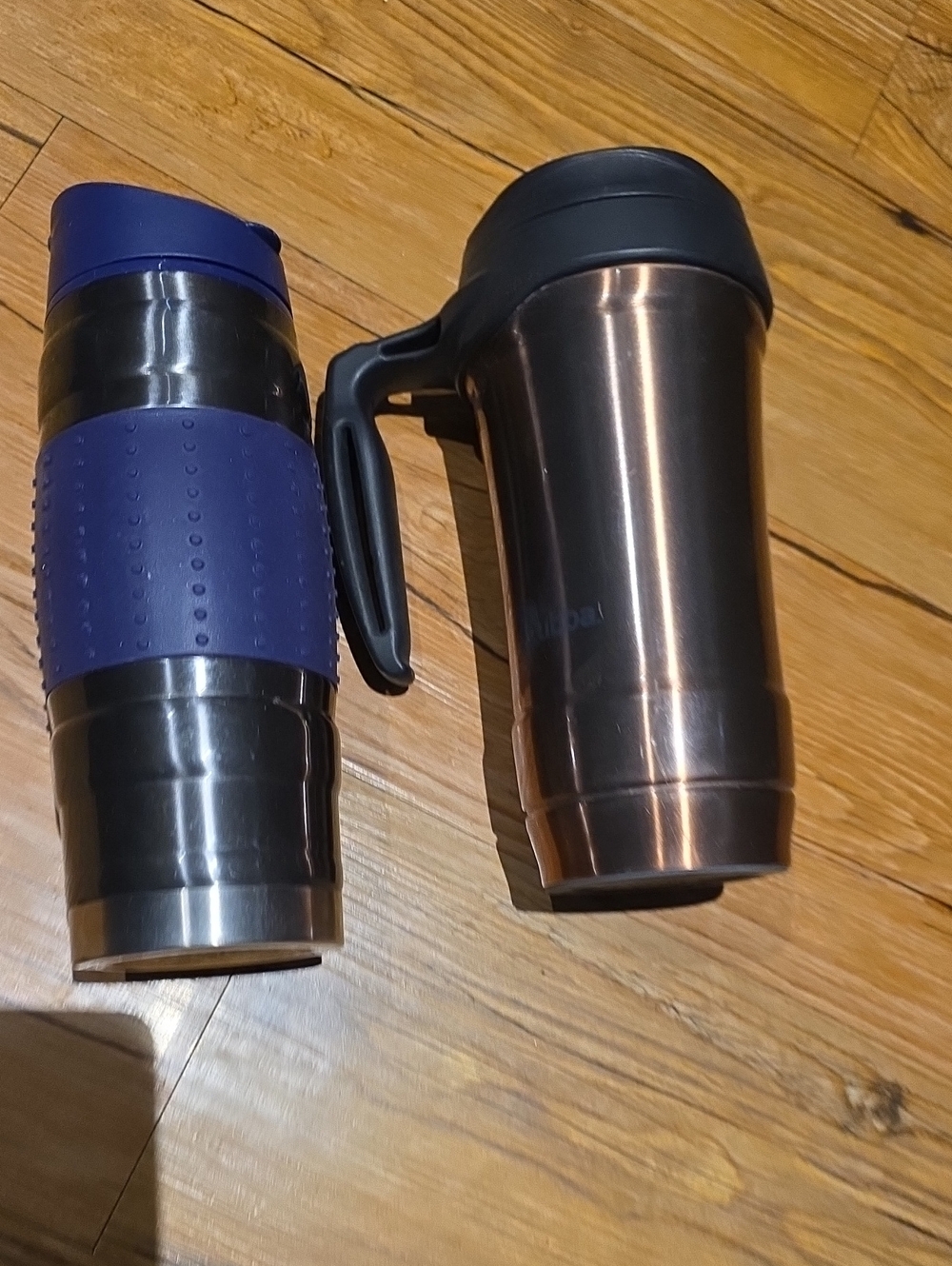 Stainless Steel Travel Mug - Purple Grip & Handled Mug